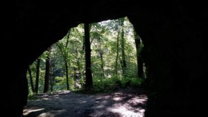 Looking out from inside the Horse thief cave